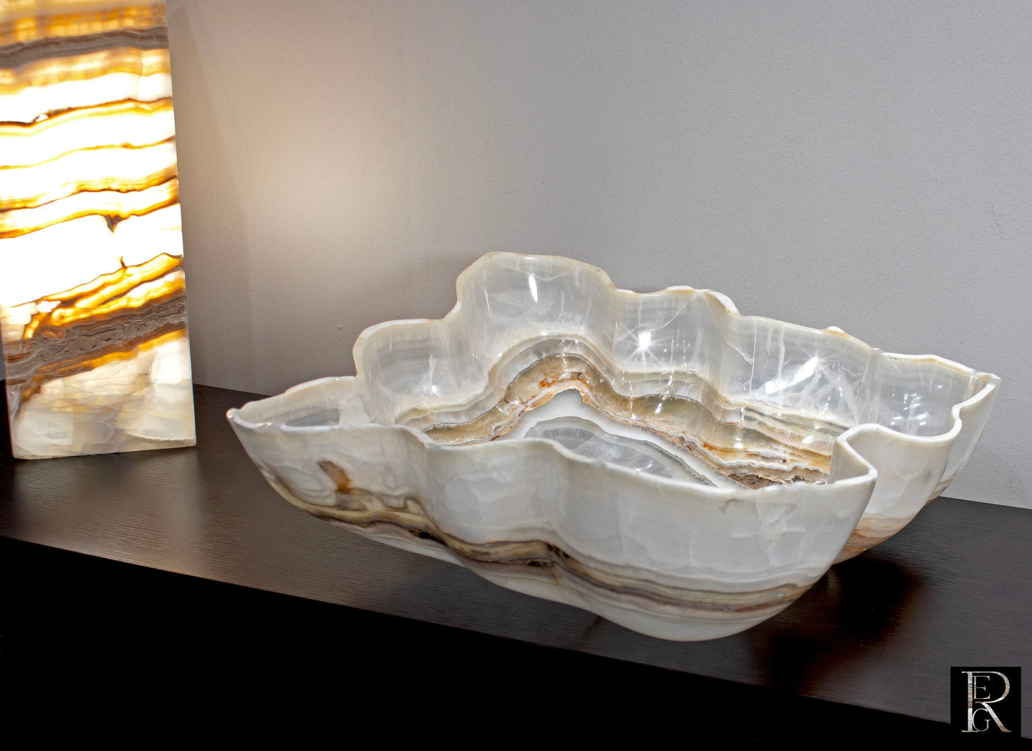 Pearlescent Mexican Onyx Vessel - Handcrafted Stone Bowl – Home Décor