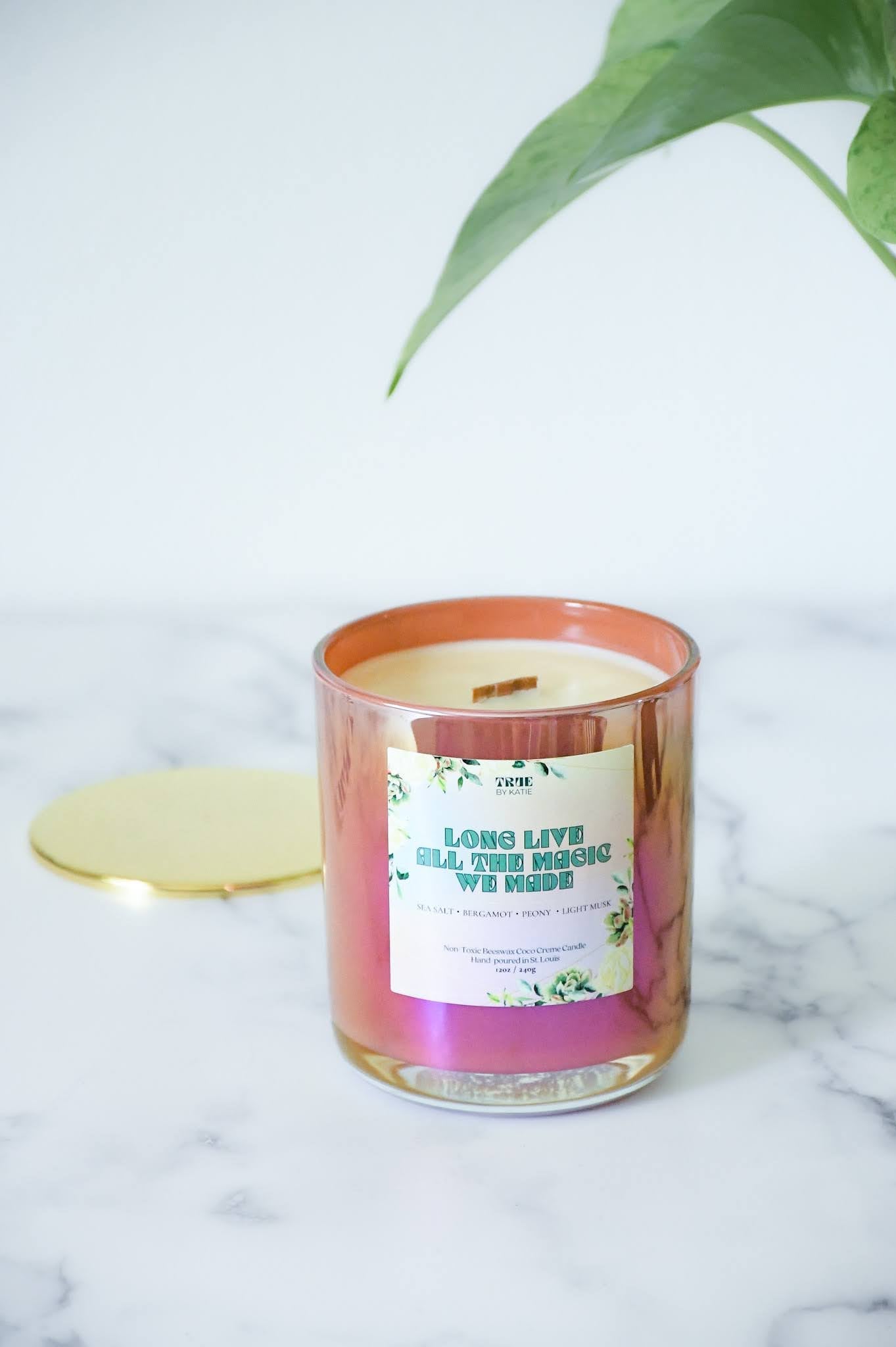Sea Salt Peony Candle - Coastal Spa Beeswax 8-12oz – non toxic candle