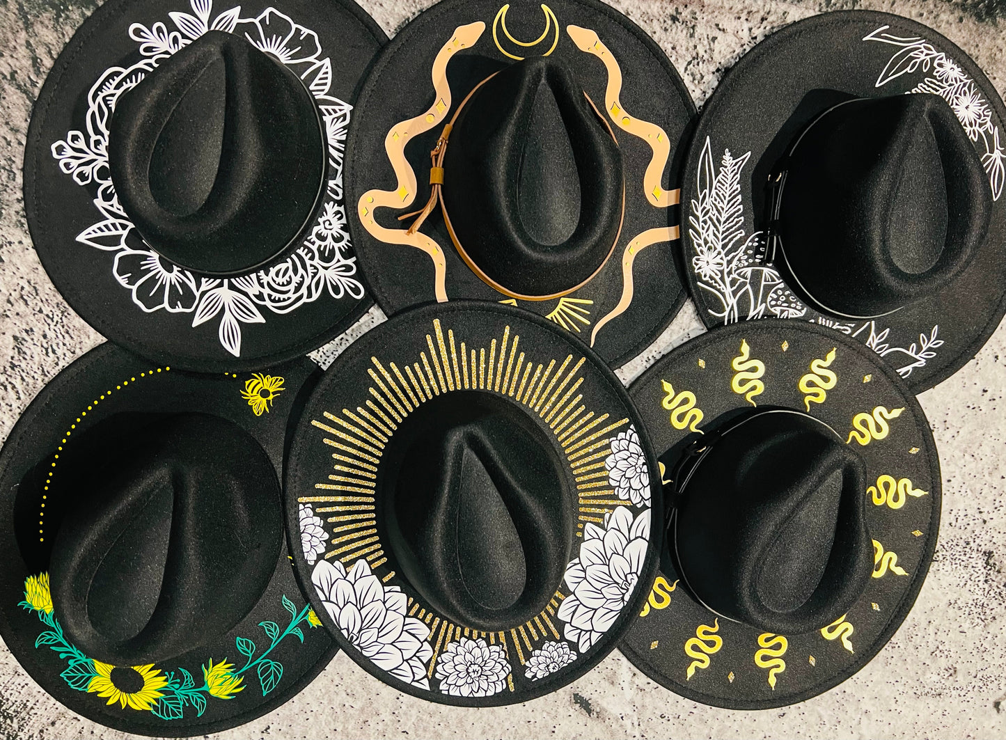 Vegan Felt Hat - XL Brim - Western Snakes