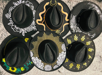 Vegan Felt Hat - XL Brim - Western Snakes