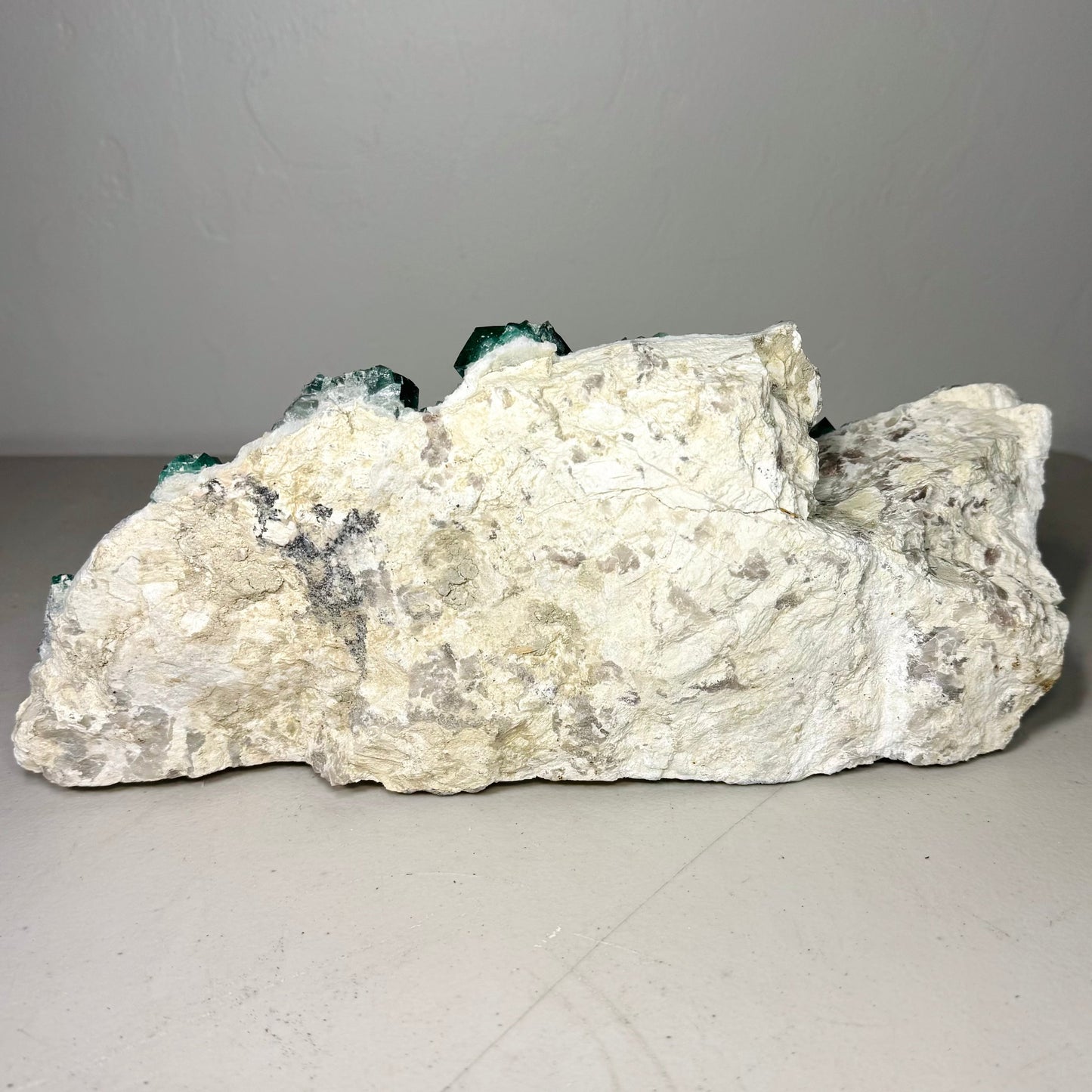 Vibrant Green Fluorite Crystal Cluster on White Matrix – 10.5 lbs Display Specimen