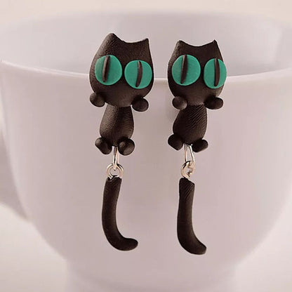 HANDMADE CAT EARRINGS (PAIR) – Green