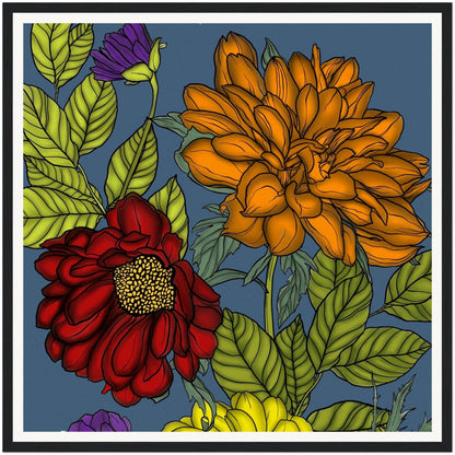Framed Flower Art Poster – Realistic Design with Beautiful Flowers for Living Room or Kitchen – 50x50 cm 20x20″ Print Material