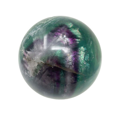 Flower Rainbow Fluorite Sphere with Lucite Stand – Rare Crystal Decor & Gift –