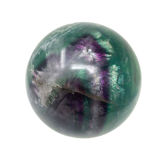 Flower Rainbow Fluorite Sphere with Lucite Stand – Rare Crystal Decor & Gift –