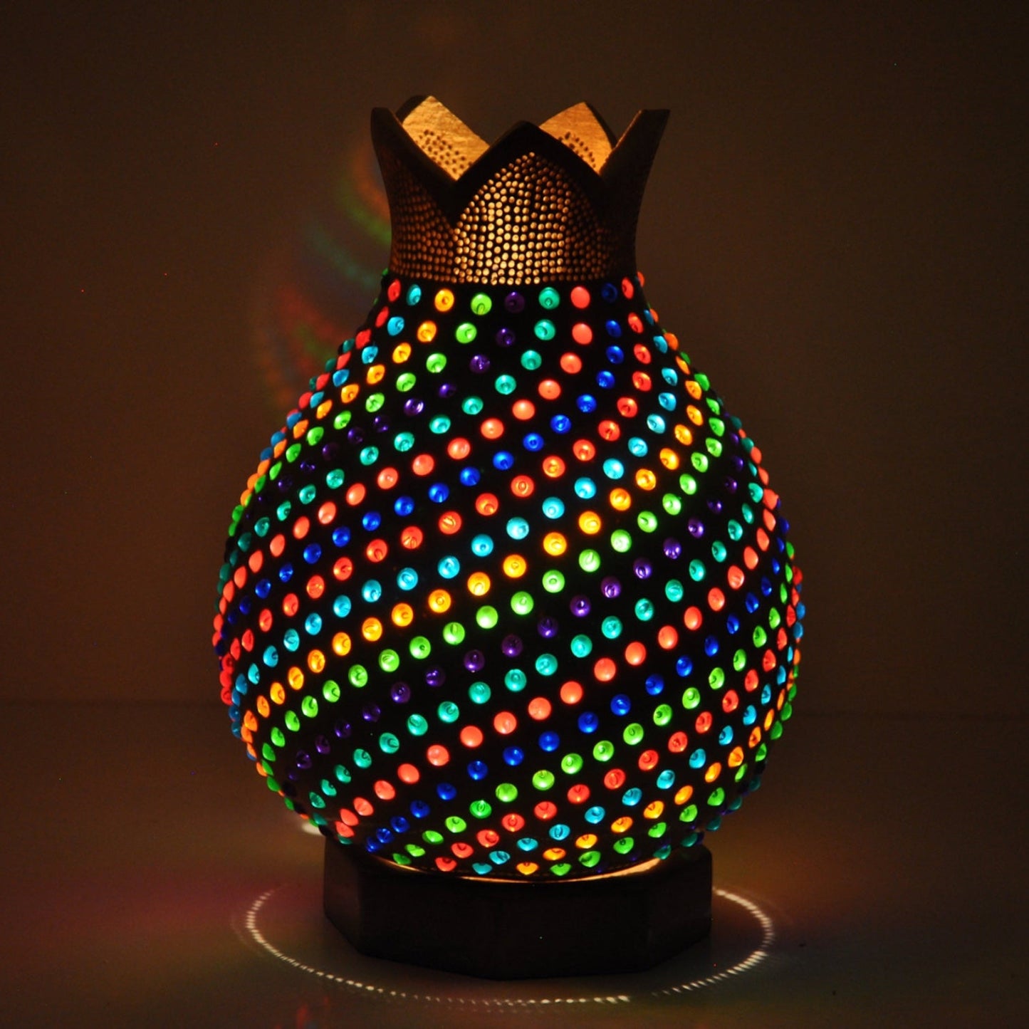 Turkish Mosaic Lamp Light Turkish Lamp Handcrafted Decorative Design Gourd Table Lamp - Multicolor Swirl