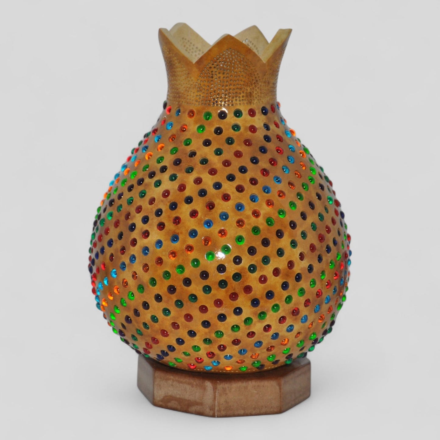 Turkish Mosaic Lamp Light Turkish Lamp Handcrafted Decorative Design Gourd Table Lamp - Multicolor Swirl