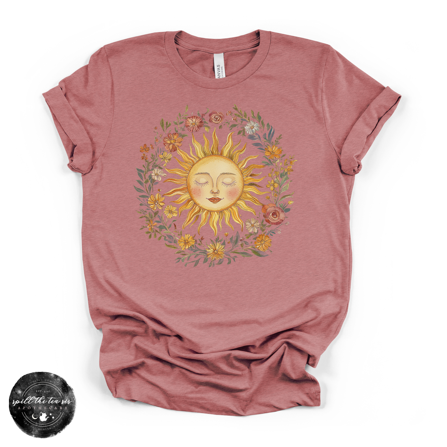 Celestial Sun Tee | Mystical Sun Graphic T-Shirt – Heather Mauve