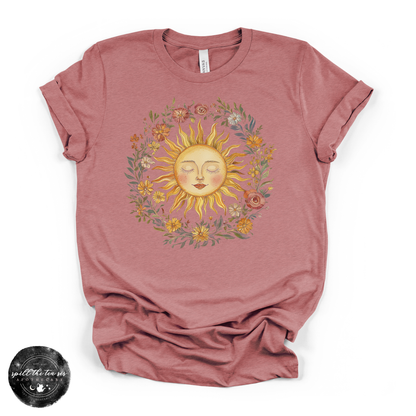 Celestial Sun Tee | Mystical Sun Graphic T-Shirt – Heather Mauve