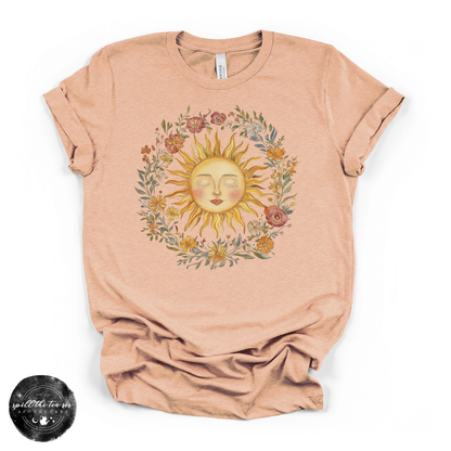 Celestial Sun Tee | Mystical Sun Graphic T-Shirt – Heather Peach