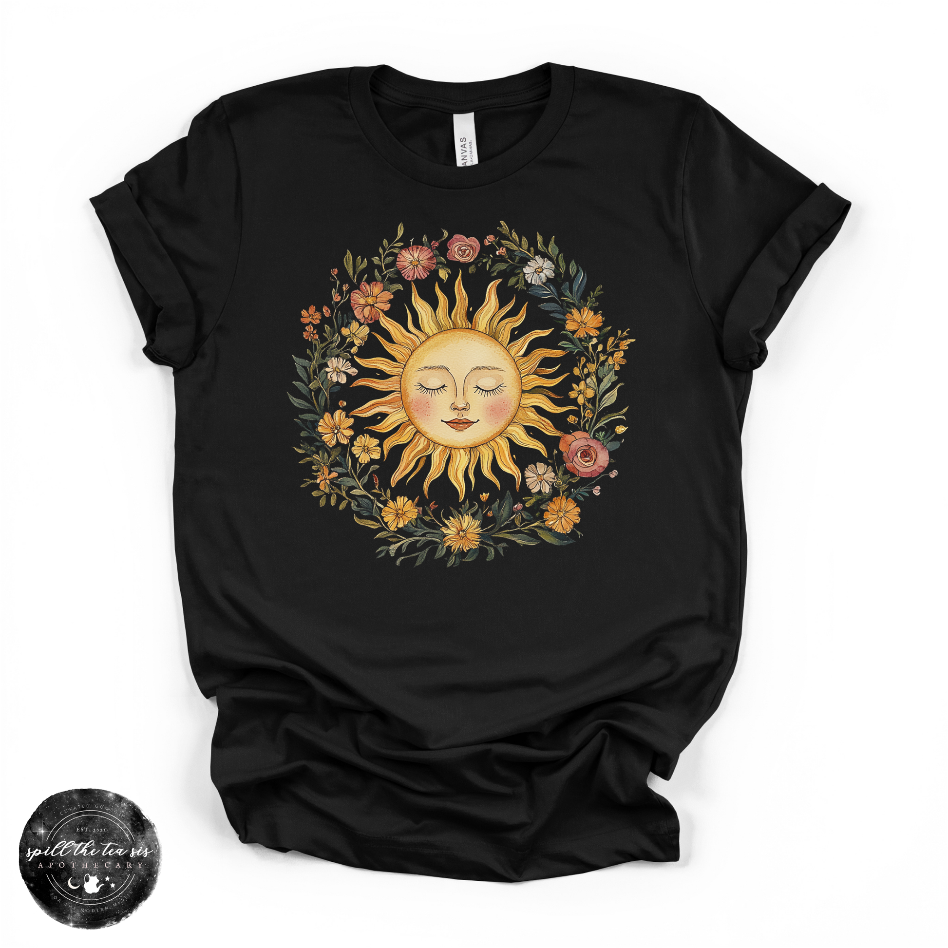 Celestial Sun Tee | Mystical Sun Graphic T-Shirt – Black