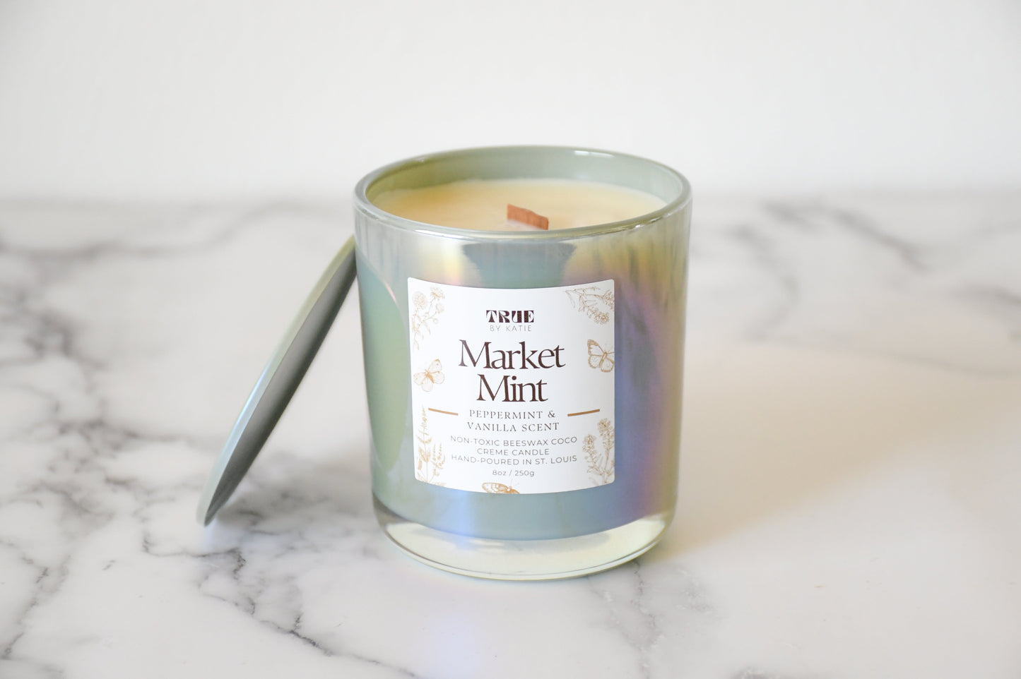 Peppermint Eucalyptus Candle - 8oz Beeswax Mint – non toxic candle