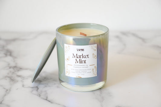 Peppermint Eucalyptus Candle - 8oz Beeswax Mint – non toxic candle