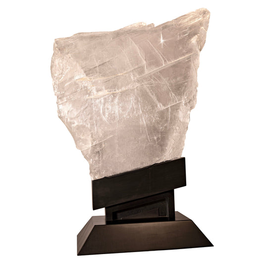 Large Selenite Crystal Block on Illuminated Stand - Museum Quality Statement Piece – Crystal Decor