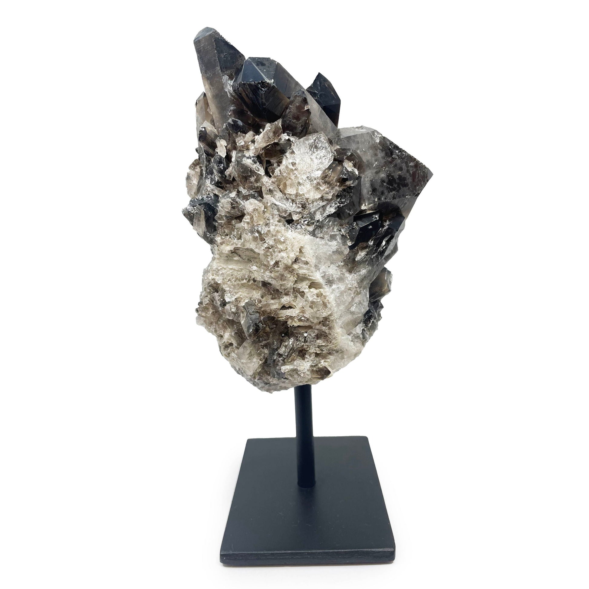 Smoky Quartz Cluster on Post Stand – Natural Crystal Display –