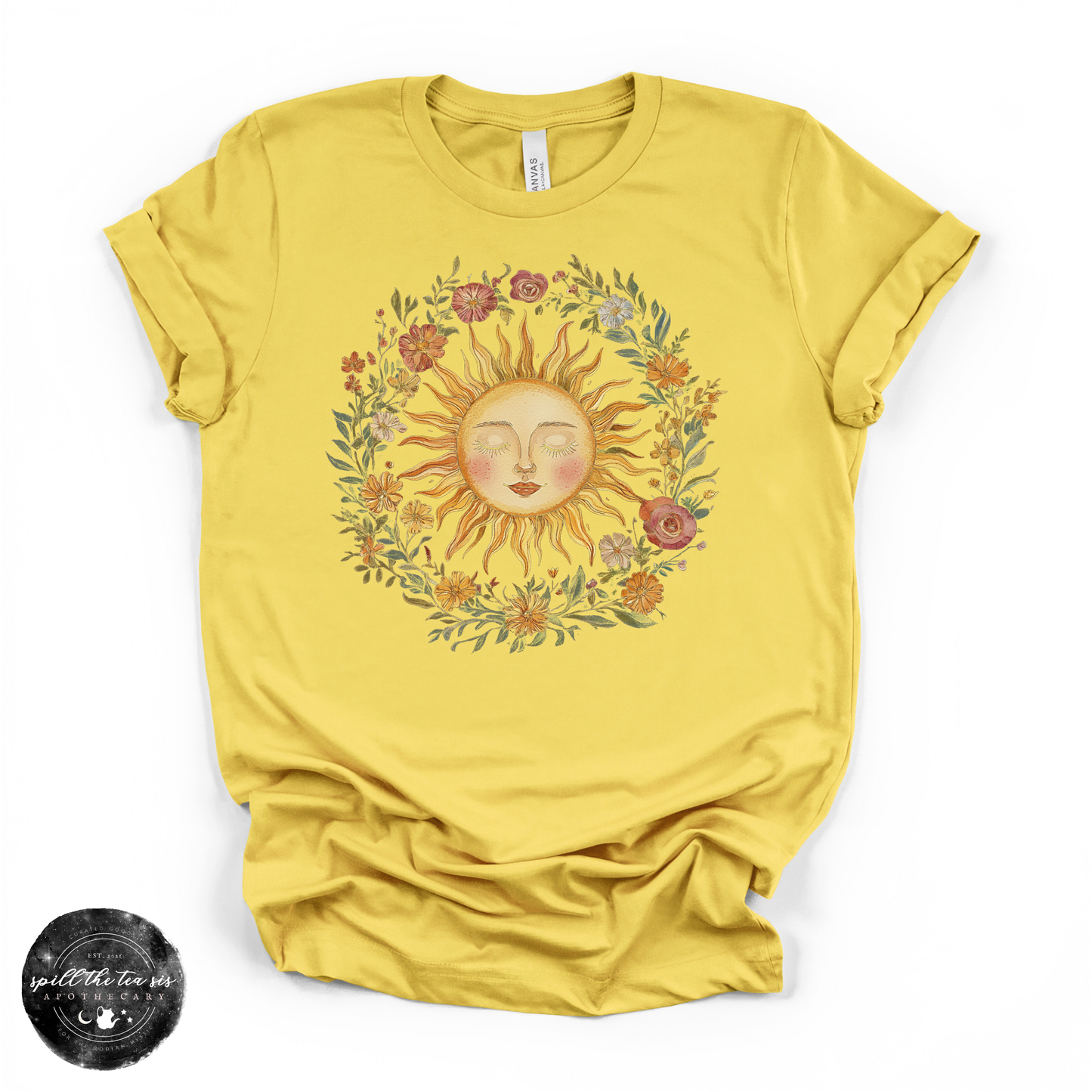 Celestial Sun Tee | Mystical Sun Graphic T-Shirt – Maize Yellow