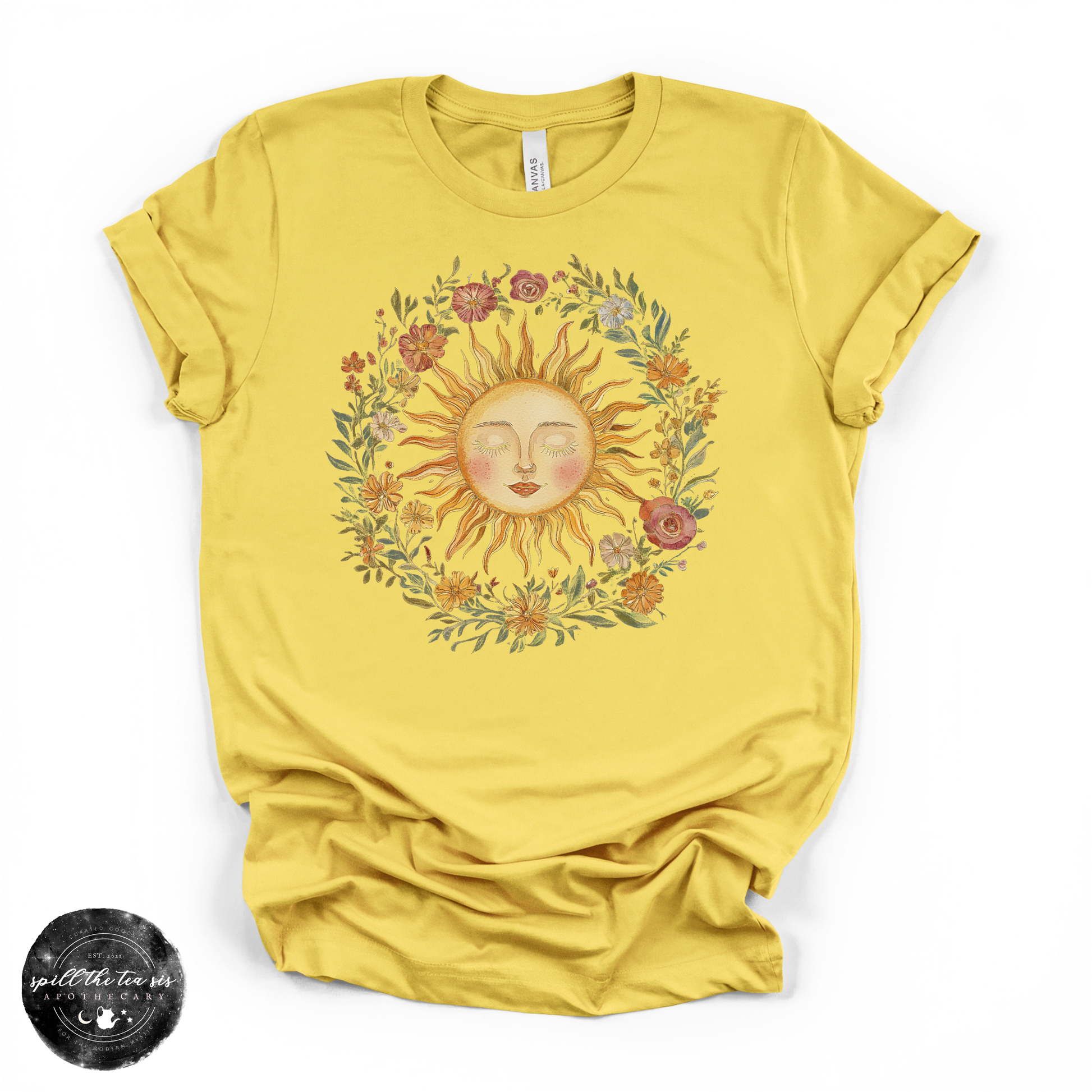 Celestial Sun Tee | Mystical Sun Graphic T-Shirt – Maize Yellow