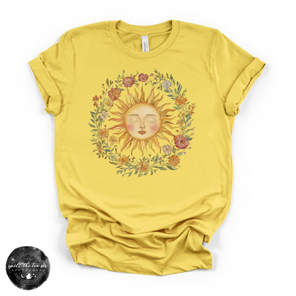 Celestial Sun Tee | Mystical Sun Graphic T-Shirt – Maize Yellow