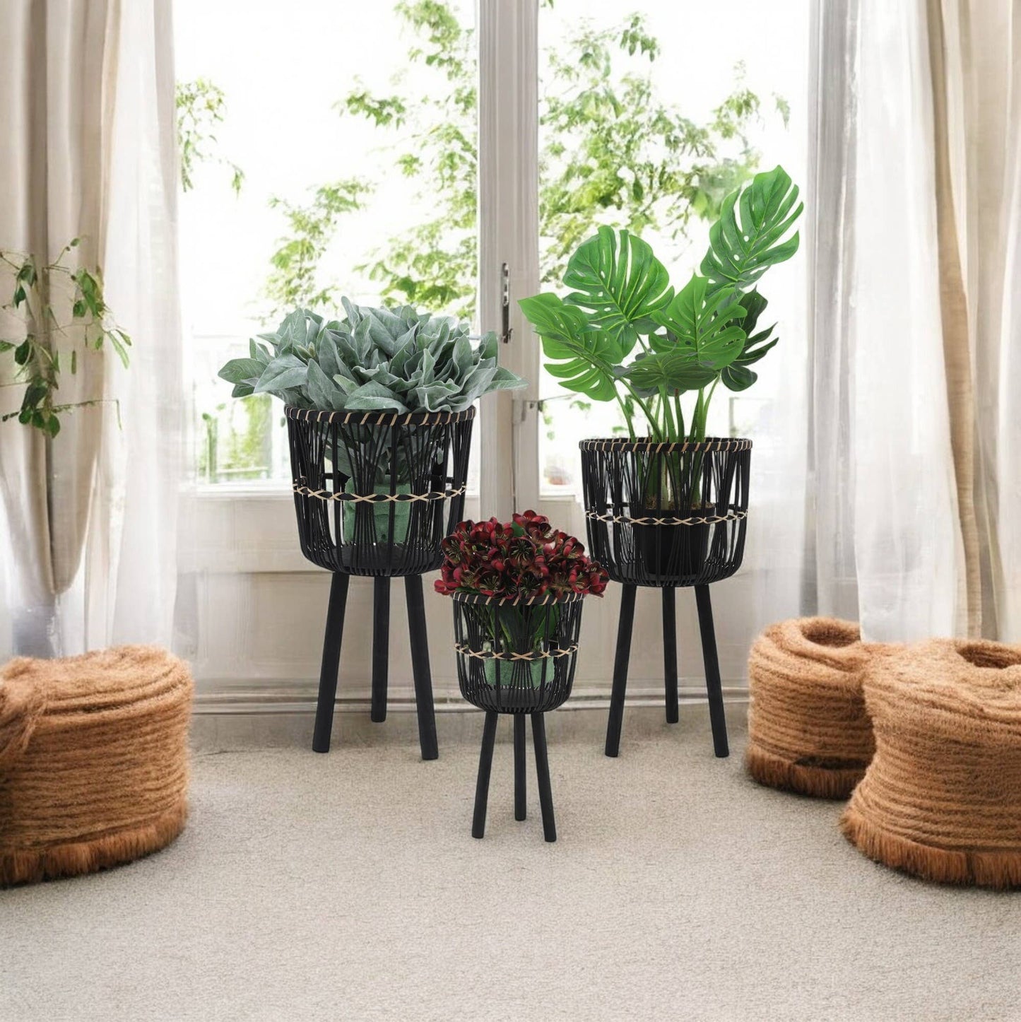 Bamboo Tripod Base Planters –