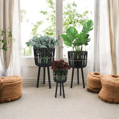 Bamboo Tripod Base Planters –