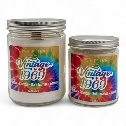 Vintage 1969 – 7 oz / 12 oz Candle - Cannabis Flower, Leather, Incense Resin