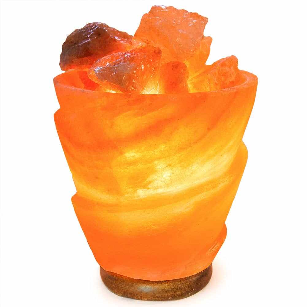 Funnel w/ Chunks Salt Lamp  - 9.5" avg. - Cord, Bulb, Dimmer