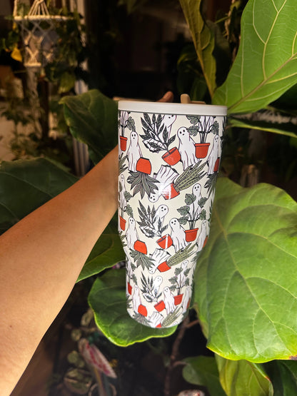 Potted Plants and Ghost Tumbler for Plant Lady, Plant Daddy and Halloween Lover - Drinkware - 32oz tumbler Bottle