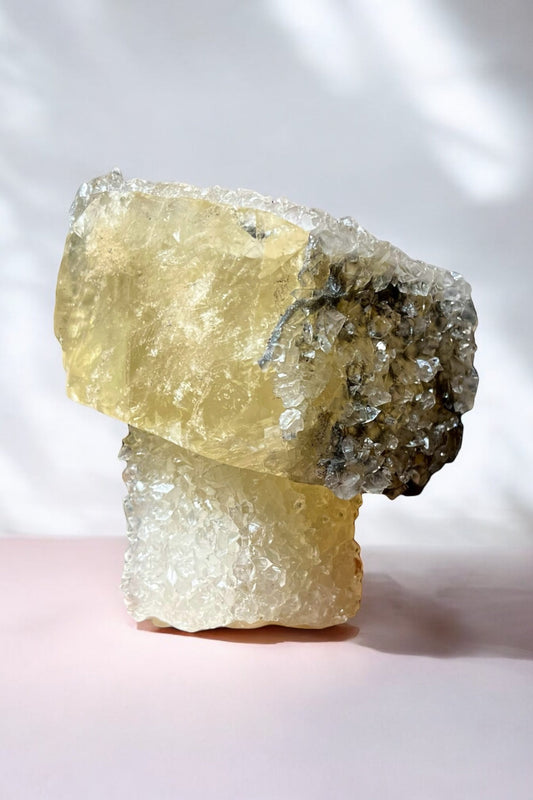 Calcite “Thor’s Hammer” x Gemmy Apophyllite –