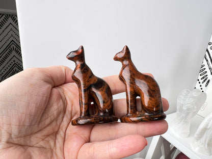 Mahogany Obsidian Bastet Cat Carving – 7 cm