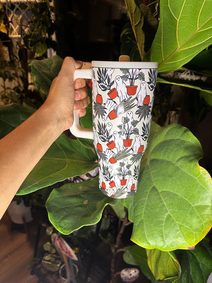 Potted Plants and Ghost Tumbler for Plant Lady, Plant Daddy and Halloween Lover - Drinkware - 32oz tumbler Bottle