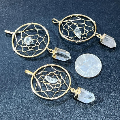 Dreamcatcher Pendant (Quartz) (Gold Plated)