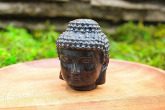 Obsidian Carved Buddha Head  - 2.75"