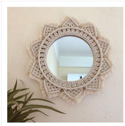 Sunflower Macrame Mirror, Handmade Tapestry Decor