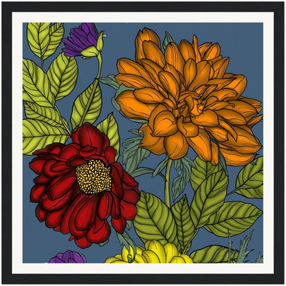 Framed Flower Art Poster – Realistic Design with Beautiful Flowers for Living Room or Kitchen – 30x30 cm 12x12″ Print Material