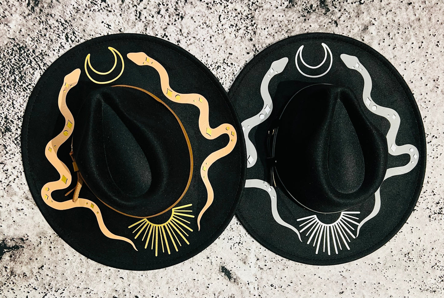 Vegan Felt Hat - XL Brim - Western Snakes