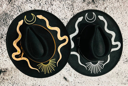 Vegan Felt Hat - XL Brim - Western Snakes