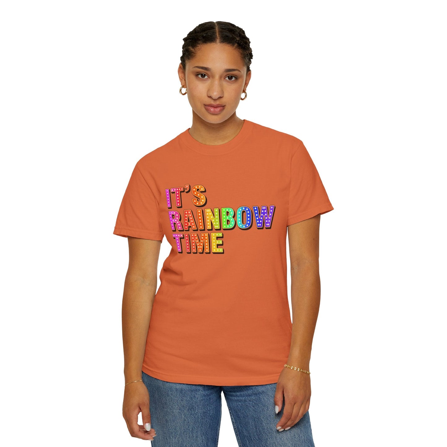 Bespattered Facade It's Rainbow Time Marquee Premium Unisex Comfort Colors Garment Dyed 100% Cotton T-Shirt