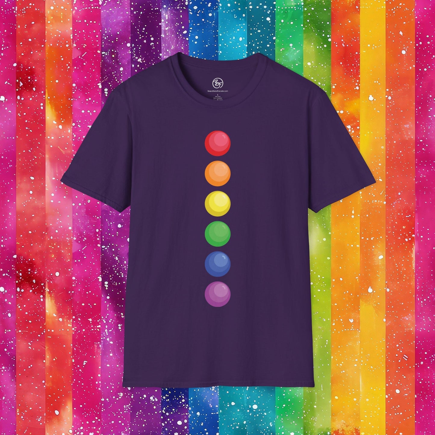 Bespattered Facade Rainbow Dots Unisex Softstyle T-Shirt