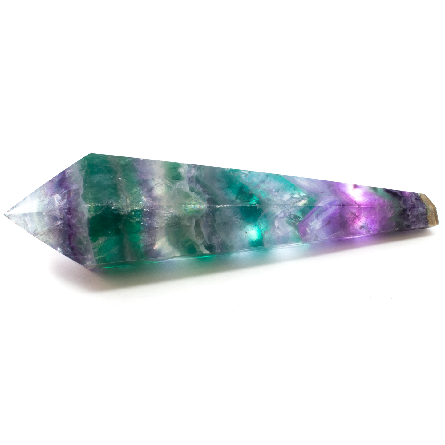 Rainbow Fluorite Tapered Point with Stainless Steel Spiral Stand –