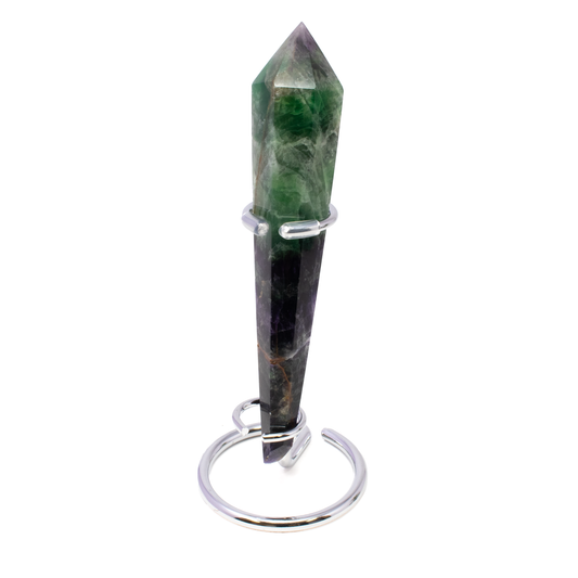 Rainbow Fluorite Tapered Point with Stainless Steel Spiral Stand –