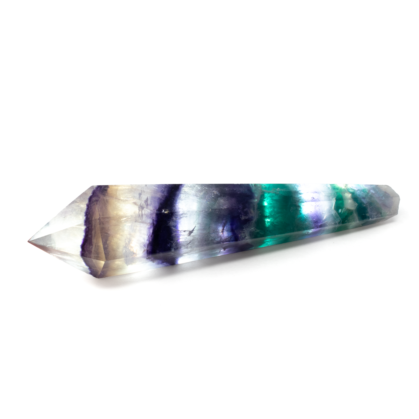 Rainbow Fluorite Tapered Point with Stainless Steel Spiral Stand –