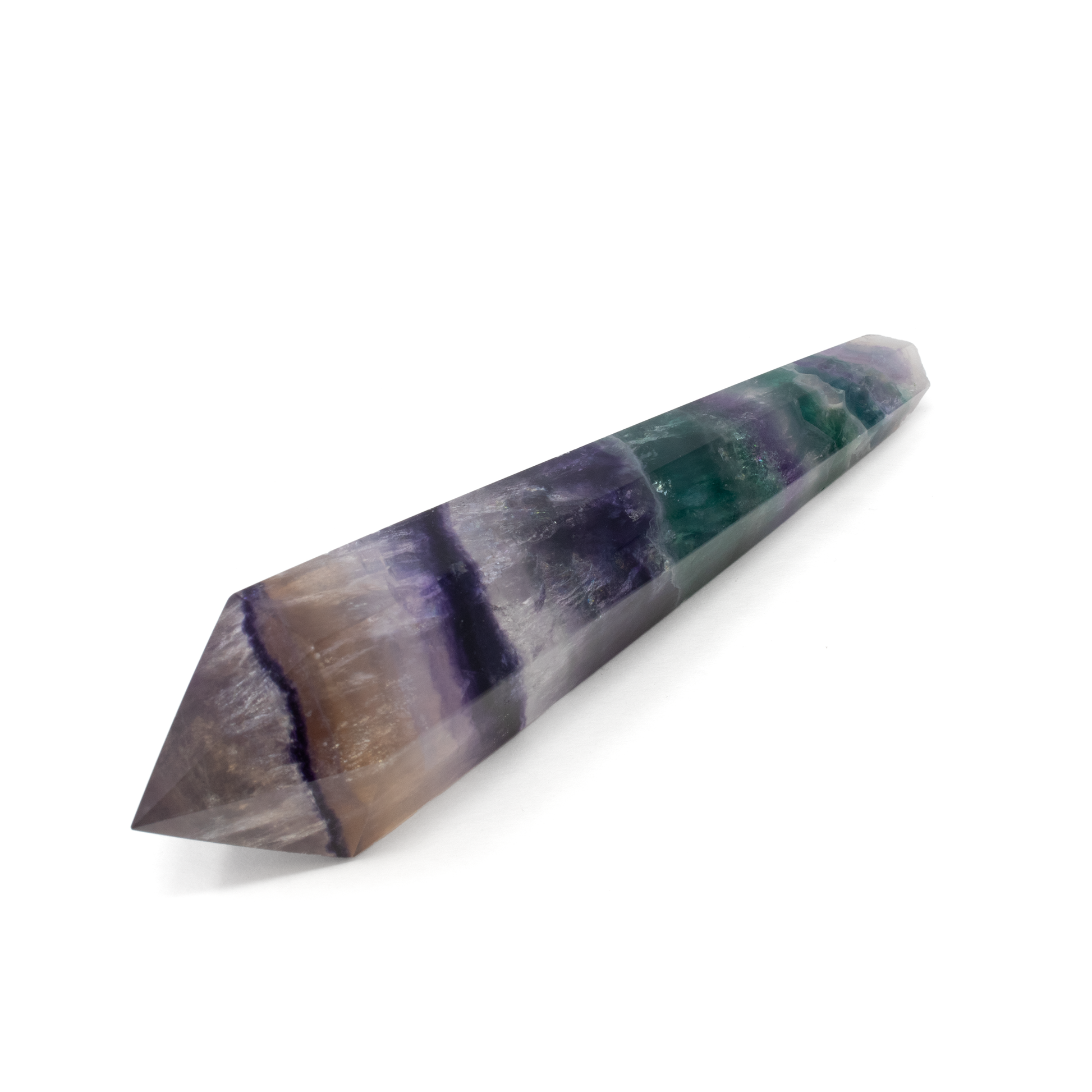 Rainbow Fluorite Tapered Point with Stainless Steel Spiral Stand –
