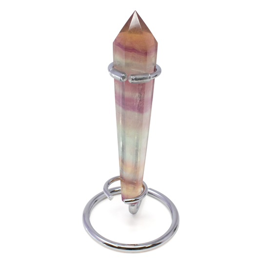 Candy Fluorite Tapered Point with Stainless Steel Spiral Stand –
