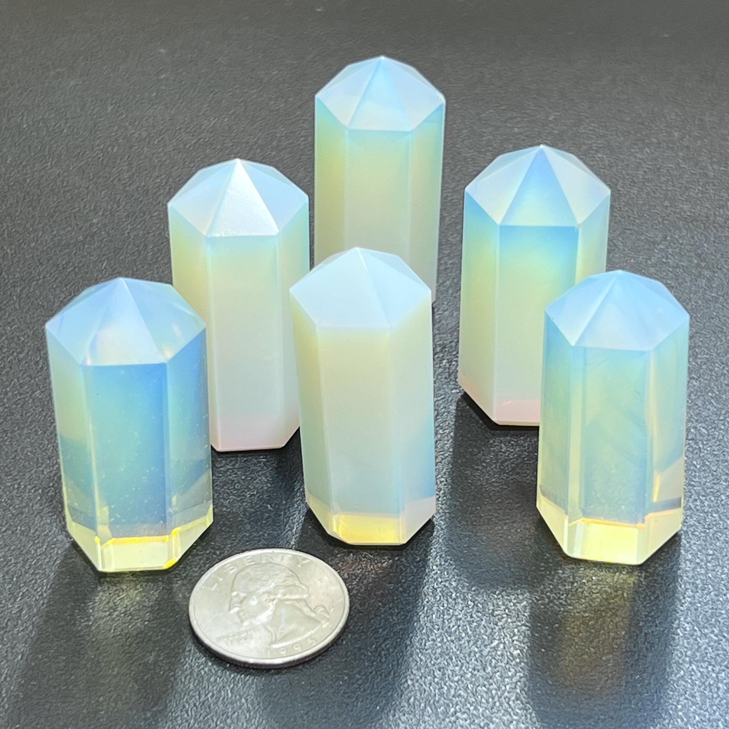 Opalite Glass Crystal Point Tower Obelisk Carving Wholesale