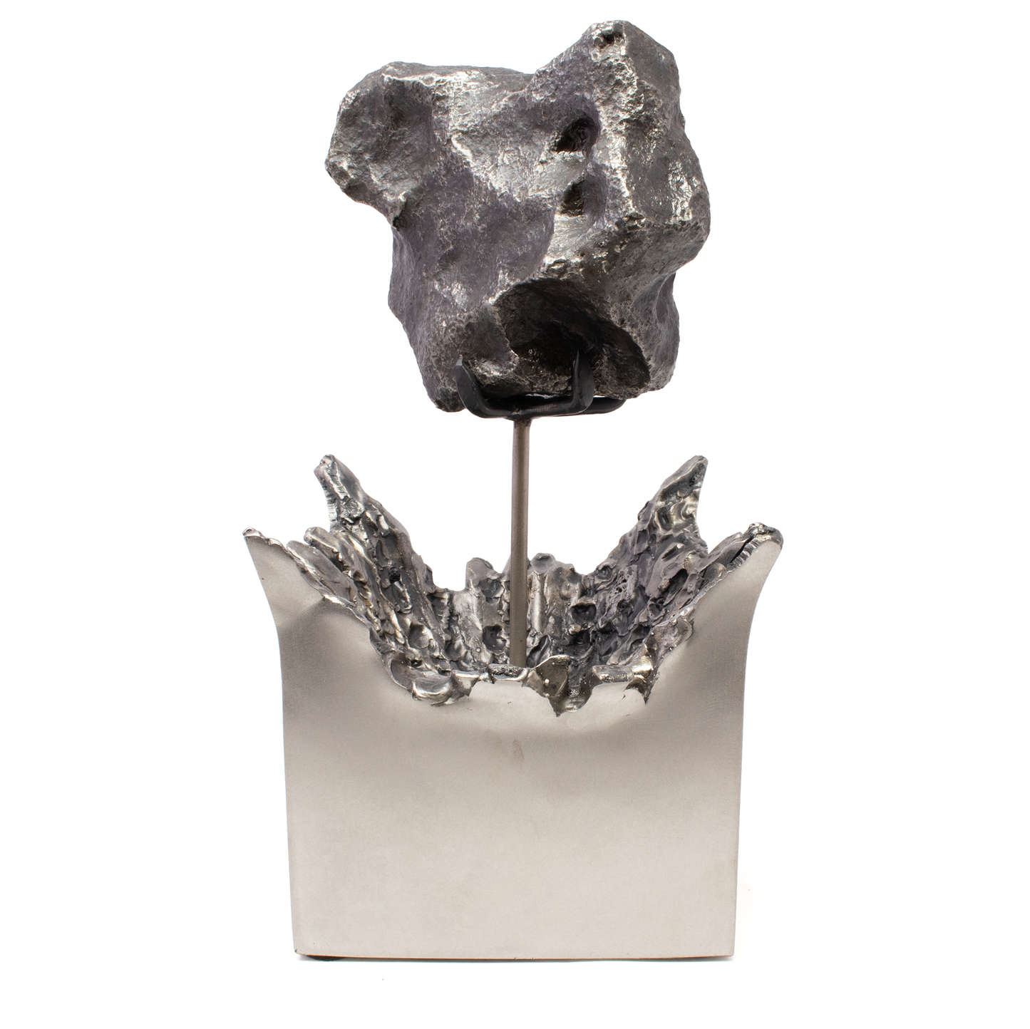 Campo de Cielo Meteorite on Custom Rotating "Impact" Stand (square) - From Argentina –