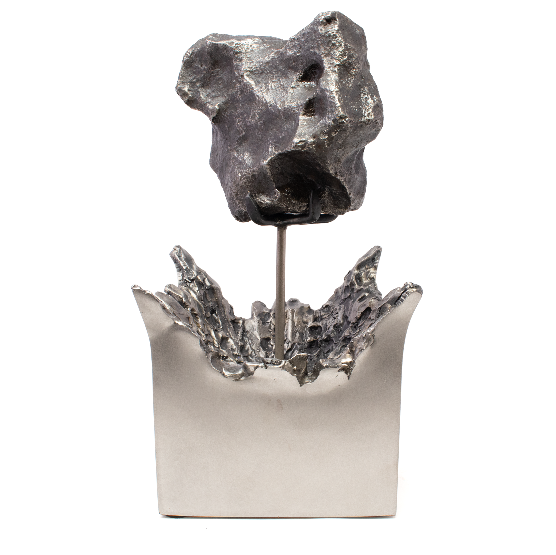 Campo de Cielo Meteorite on Custom Rotating "Impact" Stand (square) - From Argentina –