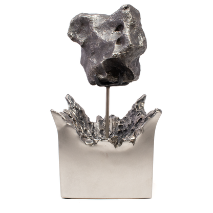 Campo de Cielo Meteorite on Custom Rotating "Impact" Stand (square) - From Argentina –