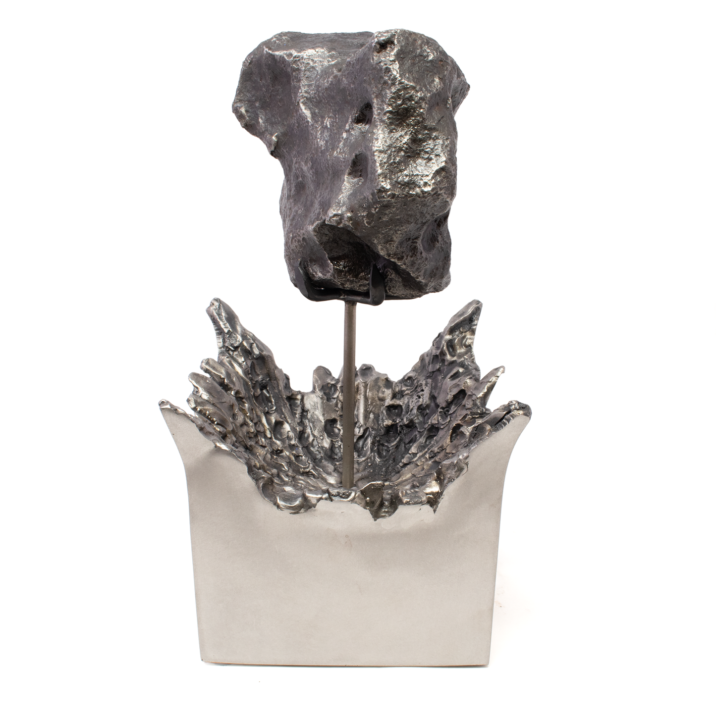 Campo de Cielo Meteorite on Custom Rotating "Impact" Stand (square) - From Argentina –