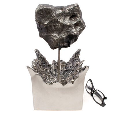 Campo de Cielo Meteorite on Custom Rotating "Impact" Stand (square) - From Argentina –