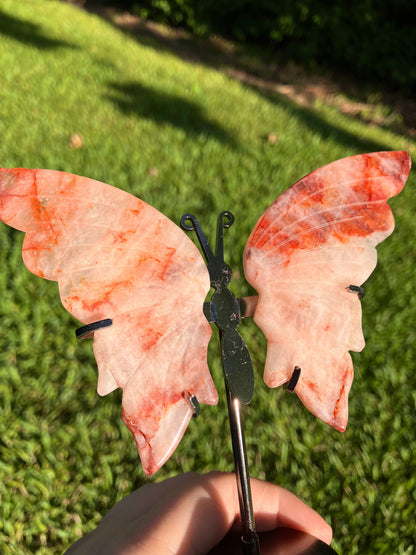 Fire Quartz Butterfly Carving – Ethically Sourced Crystal from Phoenix, AZ –